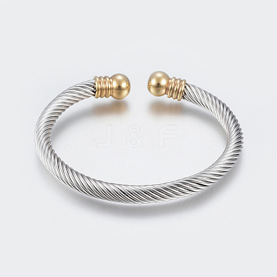 304 Stainless Steel Torque Bangles BJEW-G584-05A-1