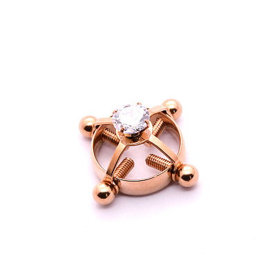 304 Stainless Steel Crystal Rhinestone Clip on Nipple Rings WGE16BD-06-1