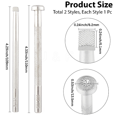 2Pcs 2 Styles DIY Alloy Steel Leathercraft Stamps TOOL-GF0003-53C-1