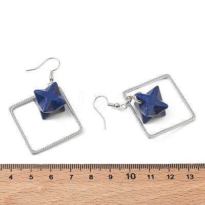 Rhombus Brass Dangle Earrings EJEW-D360-01P-10-1