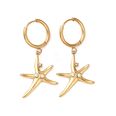 304 Stainless Steel Rhinestone Dangle Hoop Earrings for Women EJEW-F417-01G-02-1