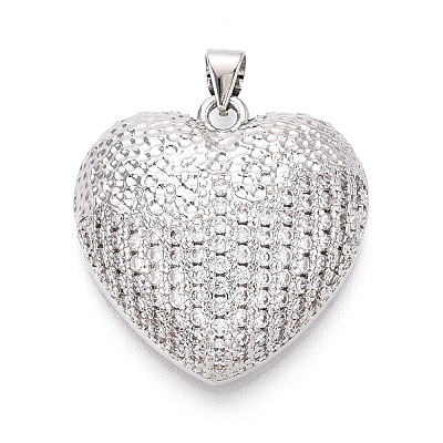 Brass Micro Pave Clear Cubic Zirconia Pendants KK-N268-52P-1