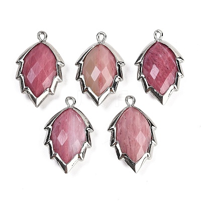 Natural Rhodonite Faceted Leaf Pendants G-I375-04P-12-1