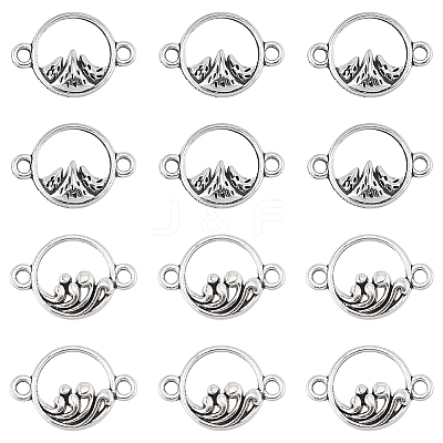 120Pcs 2 Styles Tibetan Style Alloy Connector Charms TIBEP-SC0002-70-1