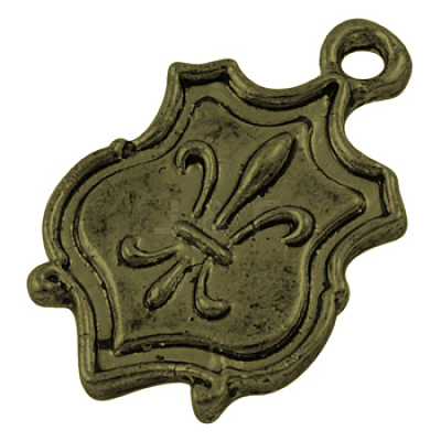 Tibetan Style Alloy Shield Carved Fleur De Lis Pendants X-EAAA056Y-AB-1