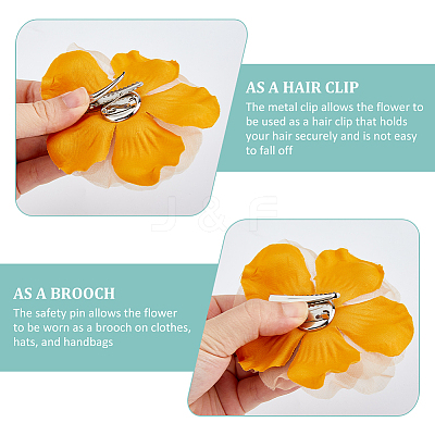 6Pcs Flower Cloth Brooches for Backpack Clothes Wedding Party JEWB-FH0002-38A-1