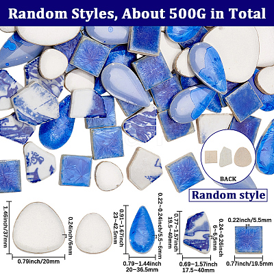 500Pcs 4 Styles Porcelain Mosaic Tiles PORC-SP0001-24-1