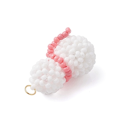 Glass Seed Beaded Snowman Pendants PALLOY-MZ01007-02-1