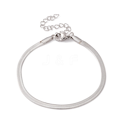 Non-Tarnish 304 Stainless Steel Herringbone Chains Bracelet for Men Women BJEW-D450-01P-01-1