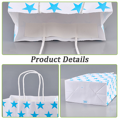 Kraft Paper Star Printed Bags with Handles ABAG-WH20013-08D-1