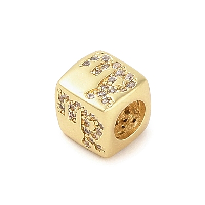 Brass Micro Pave Clear Cubic Zirconia European Beads KK-K368-01G-06-1