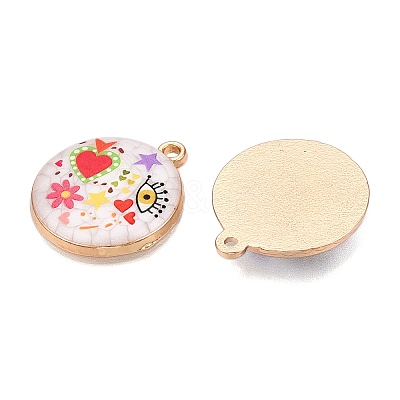 Printed Rack Plating Alloy Enamel Pendants ENAM-T020-02G-1