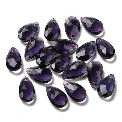 Faceted Teardrop Glass Pendants GLAA-O008-B18-1