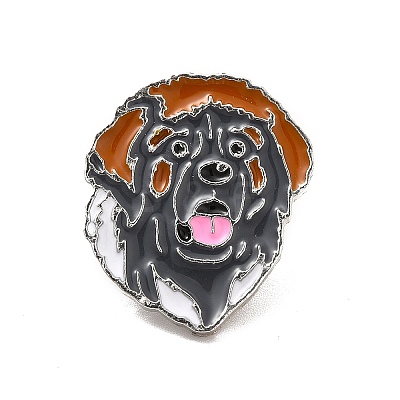 Dog Enamel Pin with Brass Butterfly Clutches JEWB-A006-06A-1