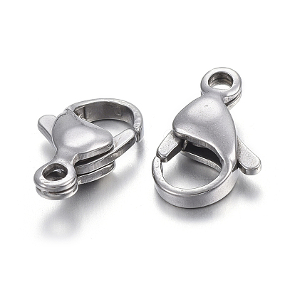 Tarnish Resistant 304 Stainless Steel Lobster Claw Clasps STAS-F182-01P-B-1