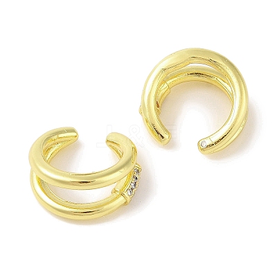 Brass Micro Pave Clear Cubic Zirconia Cuff Earrings for Women EJEW-I305-08G-1