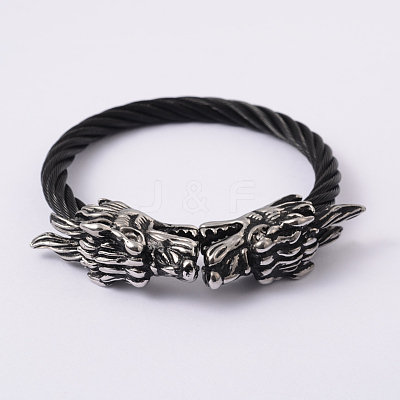Retro Dragon 304 Stainless Steel Bangles BJEW-F210-22-1