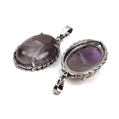 Natural Amethyst Pendants G-Q350-02J-1