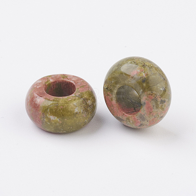 Natural Unakite European Beads G-G740-14x8mm-16-1