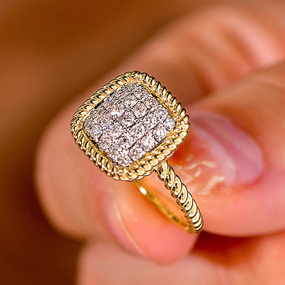 Brass Micro Pave Cubic Zirconia Finger Rings for Women FS-WG378B2-03-1