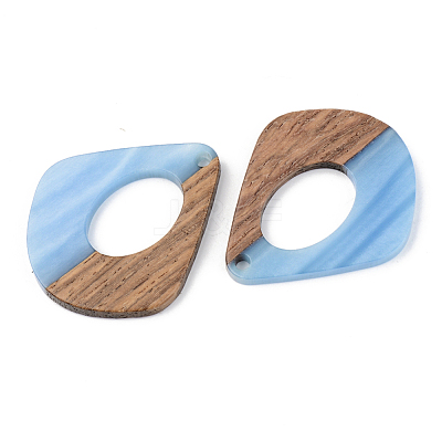 Opaque Resin & Walnut Wood Pendants RESI-S389-016A-C01-1