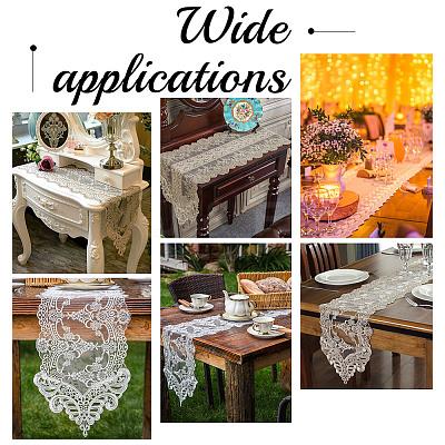 Polyester Lace Table Runners AJEW-WH0248-533B-1
