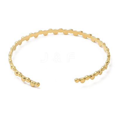 Ion Plating(IP) 304 Stainless Steel Flat Round Wrap Cuff Bangles for Women BJEW-L682-010G-1
