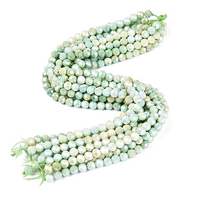 Anti-Tarnish Electroplate Glass Beads Strands EGLA-ZX010-8mm-12-1