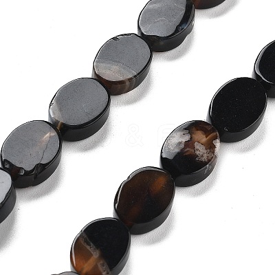 Natural Dyed & Heated Black Agate Beads Strands G-P559-B09-01-1