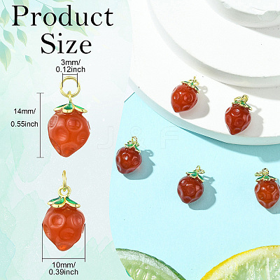 5Pcs Brass with Natural Agate Charms KK-CJ0003-17-1