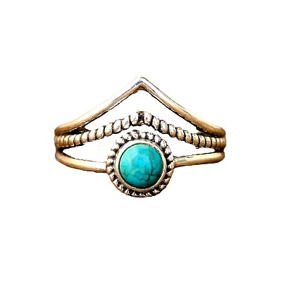 Alloy and Synthetic Turquoise Finger Rings FS-WG19095-05-1
