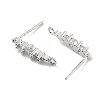 Brass Clear Cubic Zirconia Stud Earring Findings KK-A238-02C-P-1