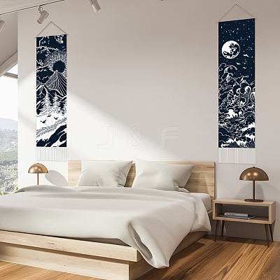 Moon & Sun Pattern Polyester Decorative Wall Tapestrys AJEW-WH0399-020-1