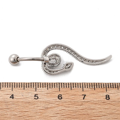 Alloy Rhinestone Snake Curved Barbell Belly Rings LS-AJEW-R007-03P-02-1