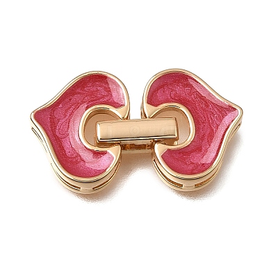 Heart Brass Enamel Fold Over Clasps KK-CBAA3D5-861G-1