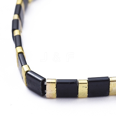 Rectangle Glass Seed Beads Stretch Bracelets BJEW-JB05297-01-1