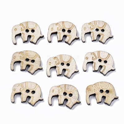 2-Hole Carved Wooden Buttons BUTT-T007-035-1
