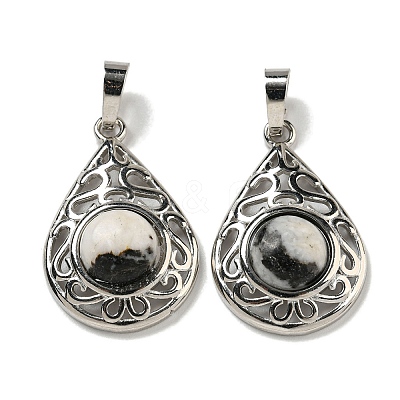 Natural Zebra Jasper Pendants G-Q158-05P-02-1