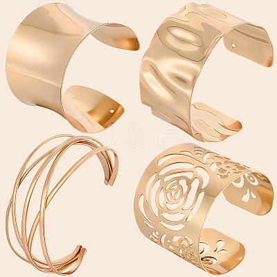 4Pcs 4 Styles Alloy & Iron Bangles for Women BJEW-CY0001-01-1