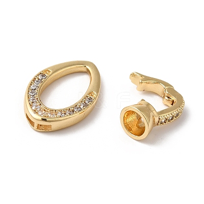 Brass Micro Pave Clear Cubic Zirconia Fold Over Clasps KK-C062-040G-01-1