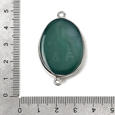 Natural Agate(Dyed & Heated) Oval Links Connector Charms G-P614-06P-05-1