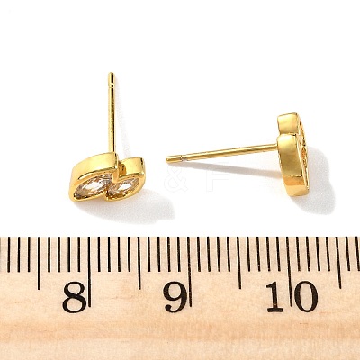 Double Horse Eye Brass Micro Pave Clear Cubic Zirconin Stud Earrings EJEW-D318-06G-1