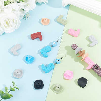 32Pcs 16 Styles Cowboy Theme Food Grade Eco-Friendly Silicone Beads SIL-PH0001-42-1