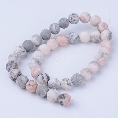 Natural Zebra Jasper Beads Strands X-G-Q462-8mm-03-1