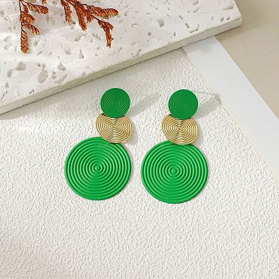 3-Round Alloy Dangle Stud Earrings FS-WG460DD-14-1