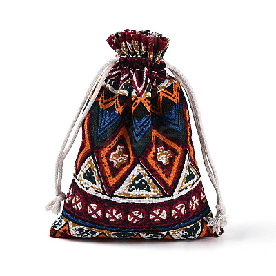 Ethnic Style Burlap Packing Pouches ABAG-N009-06C-01-1