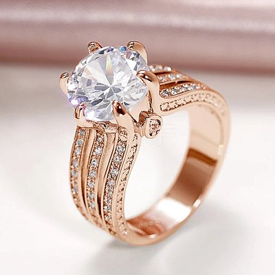 Brass Micro Pave Cubic Zirconia Finger Rings for Women FS-WGB56BB-16-1