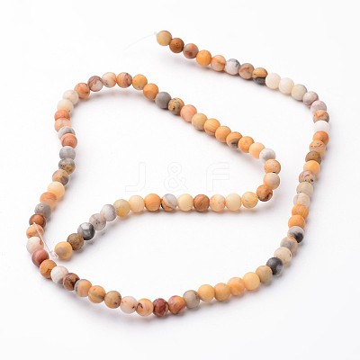 Frosted Round Natural Crazy Lace Agate Bead Strands G-J346-08-4mm-1