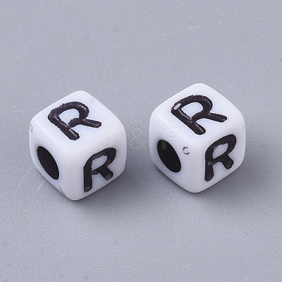 White Opaque Acrylic Beads MACR-R869-02R-1