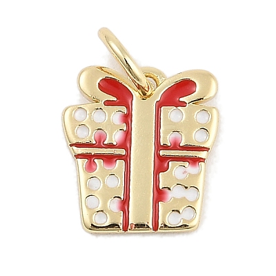Christmas Brass Enamel Charms KK-Q028-71G-03-1